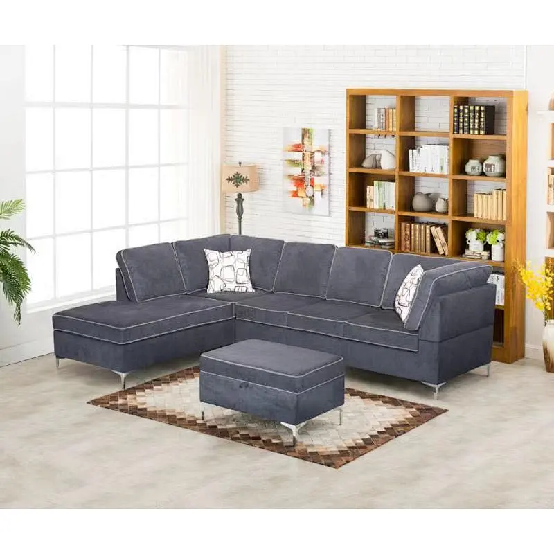 2019 new model l shaped sofa living room corner sectional   wholesale sofa with ottoman American  European style sofa