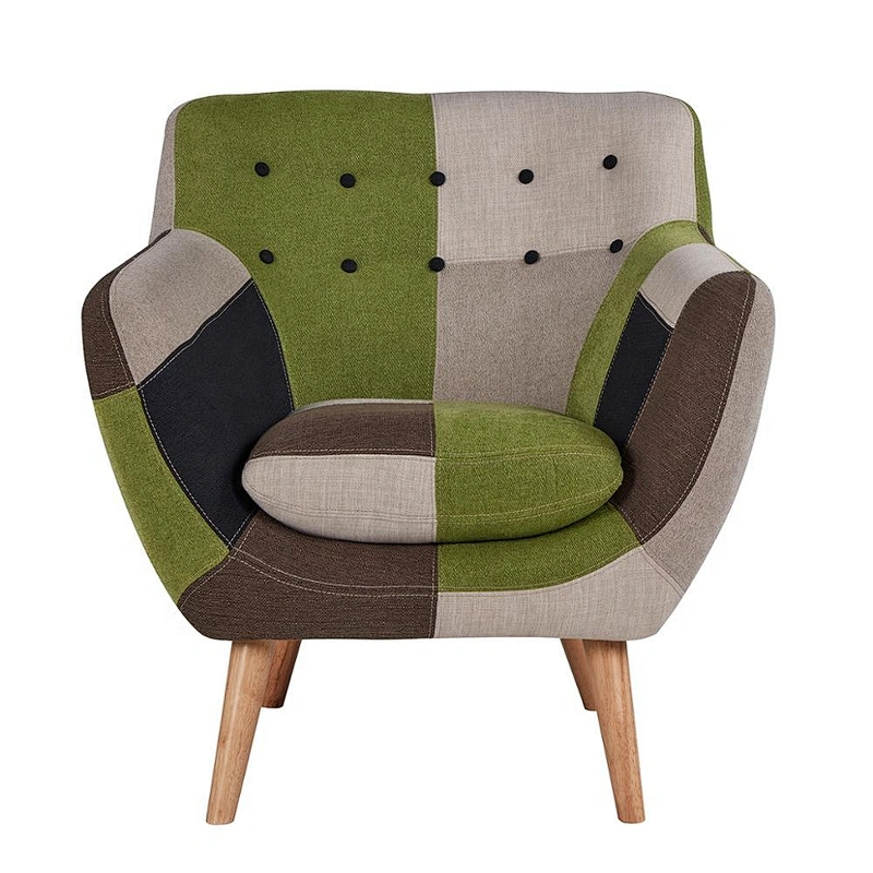 High-end home furniture leisure chair wooden legs frame fabric chair soft living room chair