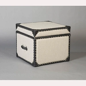 Best supplier Grey Solid Color Linen velvet fabric fashion ottoman table storage ottoman