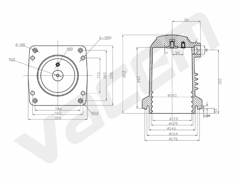 VACEM flame retardant contact box VCB03-12drawing