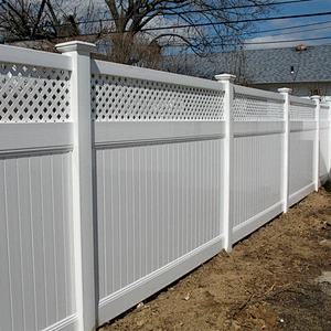 Lattice-Top Plastic Vinyl PVC Privacy Fence - White