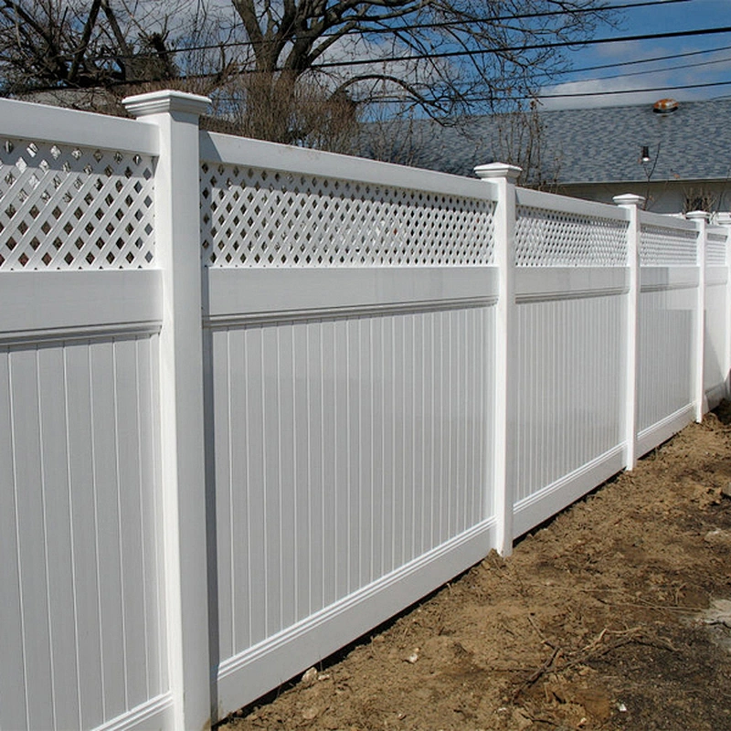 Lattice-Top Plastic Vinyl PVC Privacy Fence - White