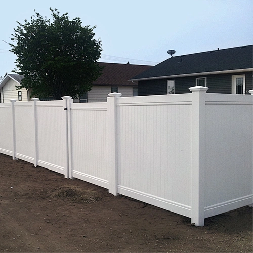 FT-F01 FLAT TOP VINYL PVC PRIVACY FENCE WITH 2'' X 6'' RAIL AND 11.3'' X 7/8'' T&G PANE