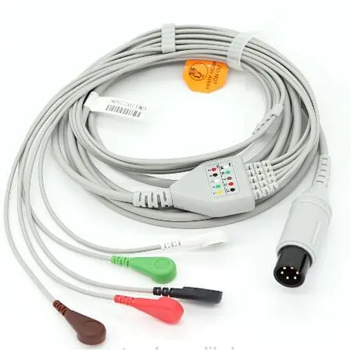 ECG Cable With 5 Lead 6pin AHA Snap