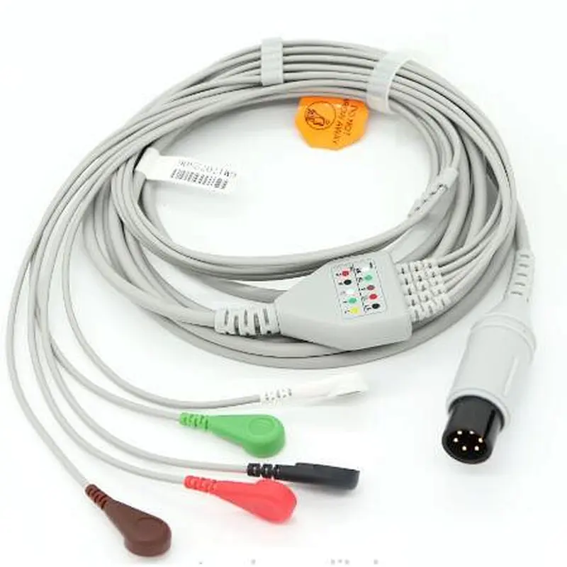 ECG Cable With 5 Lead 6pin AHA Snap