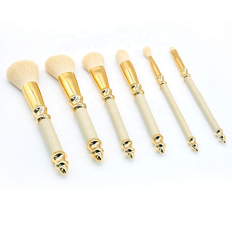Factory Price Popular 12Pcs Unique White Handle with Brown Bullet End Brochas Maquillaje Logo Blending