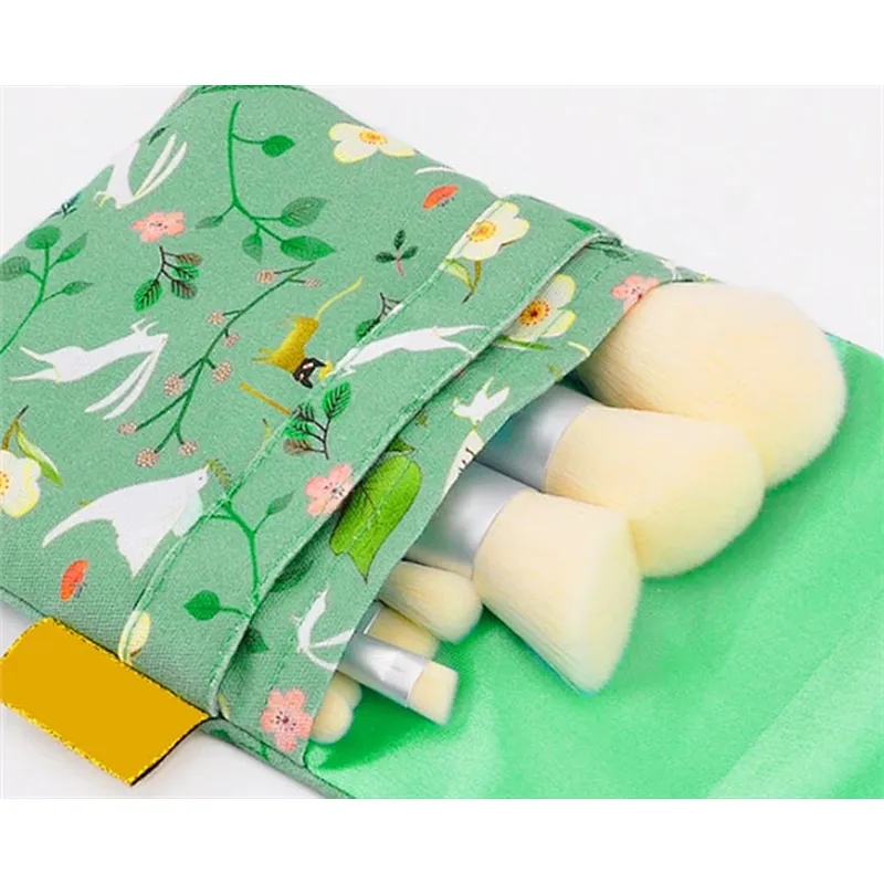 Wooden Handle Cosmetic Brush Travel Brush set Wholesale Custom Private Label Makeup Brush with Bag