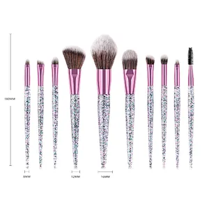 Hot Selling Glitter Handle Makeup Brush 10pcs Cosmetic Brush Facial Brush