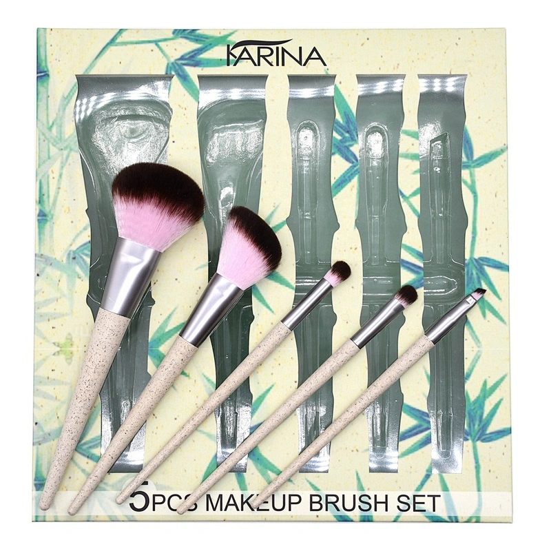Set de 5 Brochas de Maquillaje, ECOLOGICAS, Hechas de TE VERDE, Cruelty FREE. Producto Nuevo.