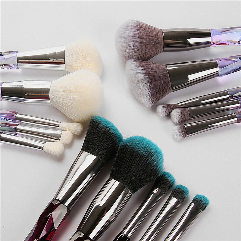 Professional cosmetic brush 5PCS crystal rainbow handle synthetic hair rainbow makeup brush set