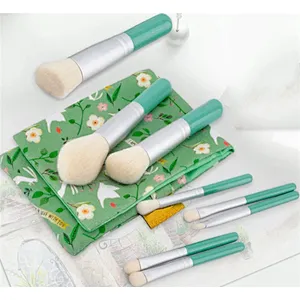 Wooden Handle Cosmetic Brush Travel Brush set Wholesale Custom Private Label Makeup Brush with Bag