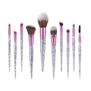 Hot Selling Glitter Handle Makeup Brush 10pcs Cosmetic Brush Facial Brush