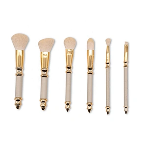 Factory Price Popular 12Pcs Unique White Handle with Brown Bullet End Brochas Maquillaje Logo Blending