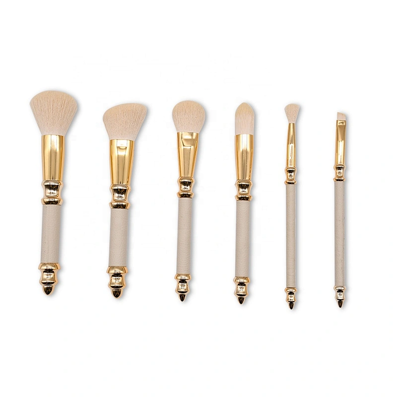 Factory Price Popular 12Pcs Unique White Handle with Brown Bullet End Brochas Maquillaje Logo Blending