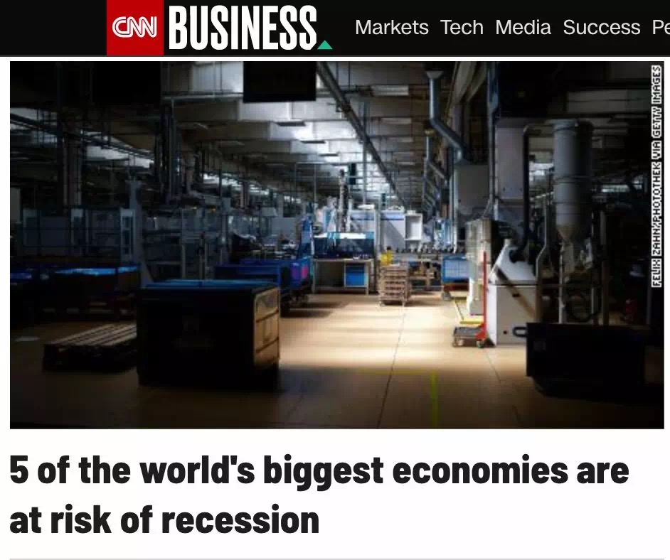 5 of the world's biggest economies are at risk of recession