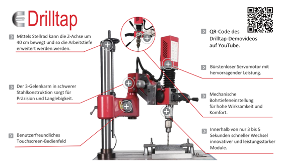 Drilltap, Bohr & Tapping Arm