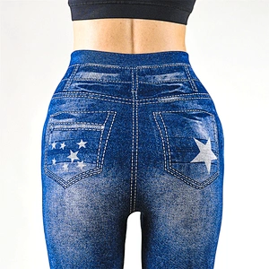 Wholesale Custom Slim Lift Leggings Caresse Seamless Printed Denim Jeans Leggings For Women