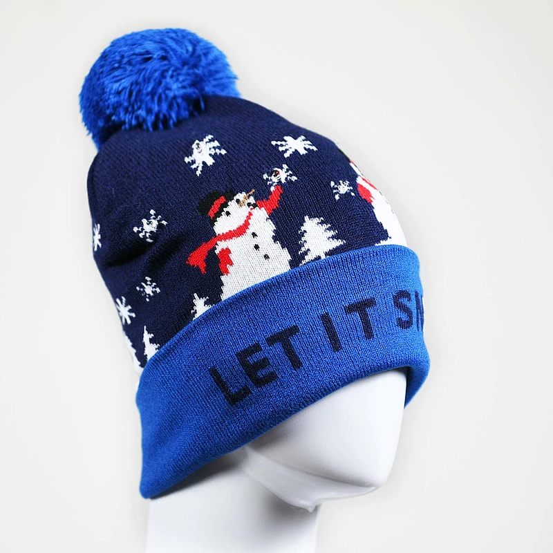 Fashion Custom Christmas Winter Beanie LED Knitted Hat With Lights