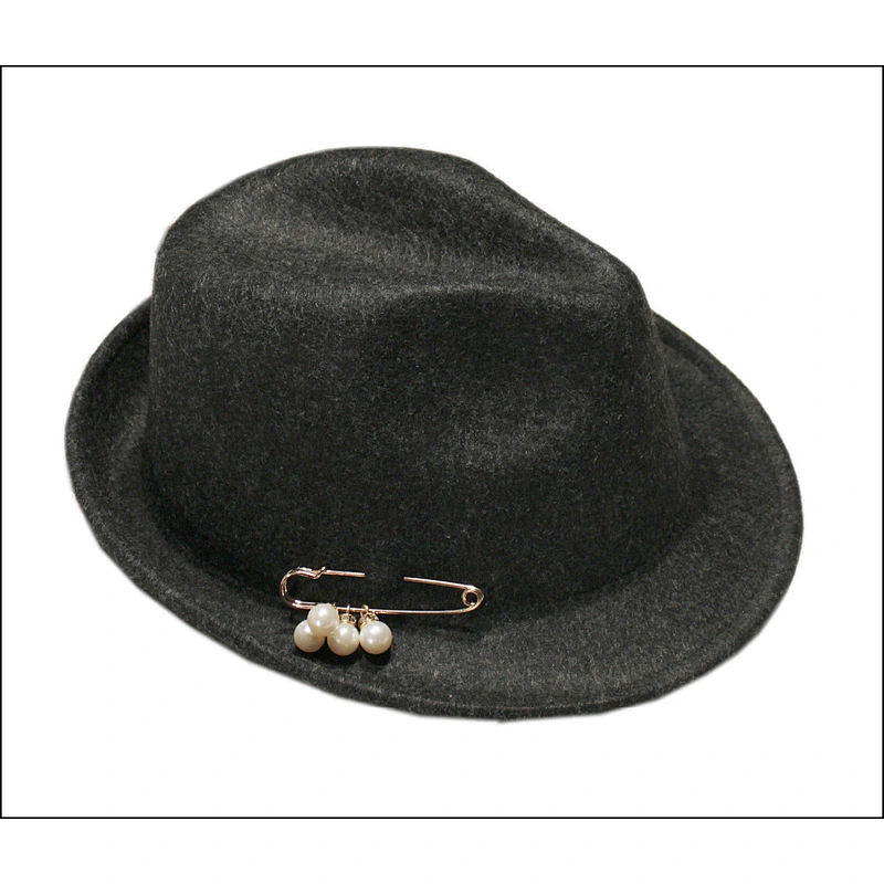 Wholesale Fake Wool Felt Brooch pearl Fedora Hats For Women