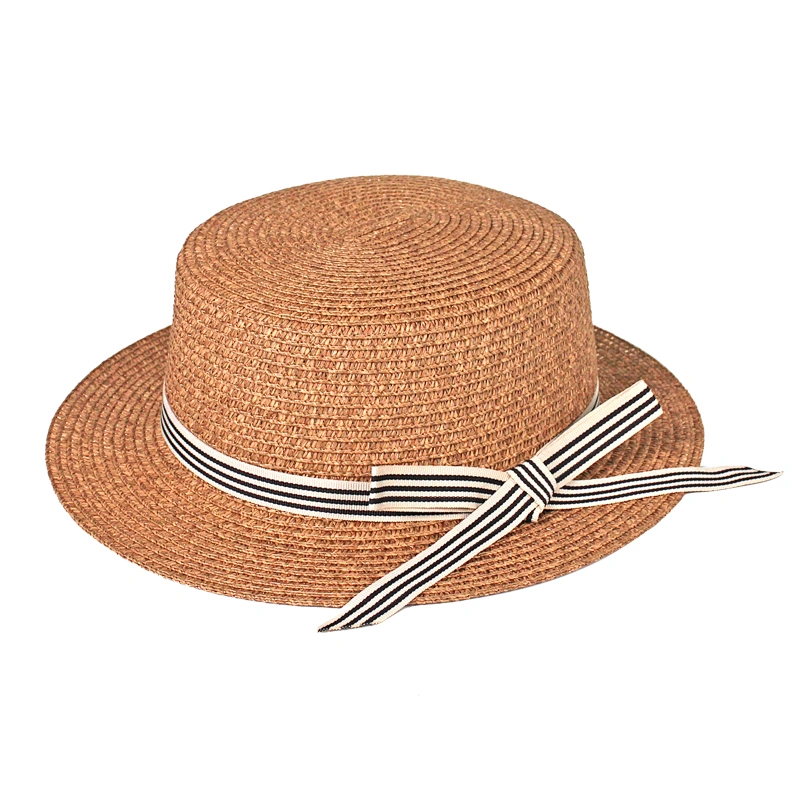 Fashion Bowknot Anti UV and Breathable Women Straw Boater Hat