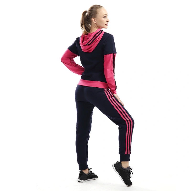 Full Length And Sleeve Loose Casual Contrast Color Woman Fitness Suit