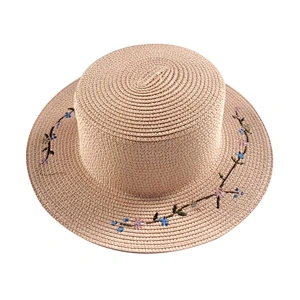 Made in China Stylish Sun  emborided flowers paper straw hat