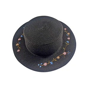 Made in China Stylish Sun  emborided flowers paper straw hat