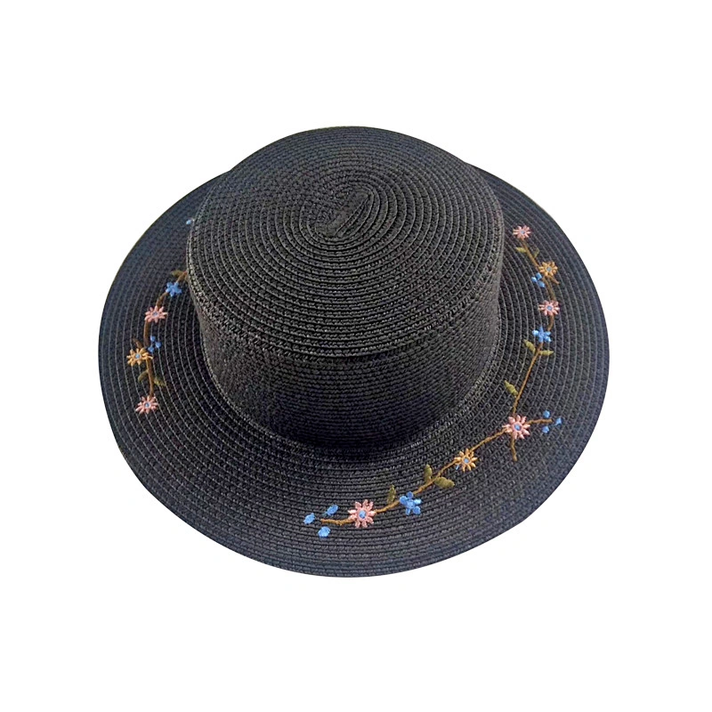 Made in China Stylish Sun  emborided flowers paper straw hat