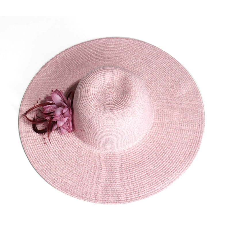 Good Quality UV Protection Washable and Foldable UV Sunscreen One Removable Flower Pin Decoration Summer Beach Straw Hat