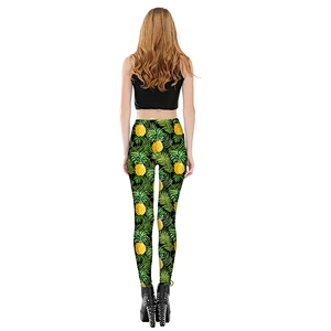 Fashion Sexy Women Black Fruit Pineapple  Digital Printing Leggings