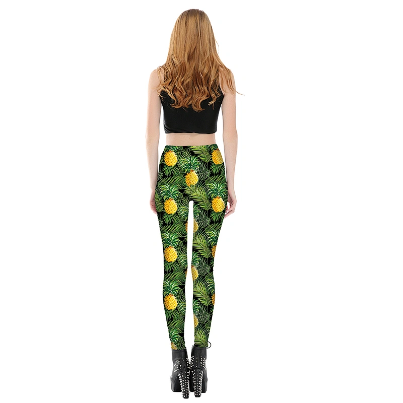 Fashion Sexy Women Black Fruit Pineapple  Digital Printing Leggings
