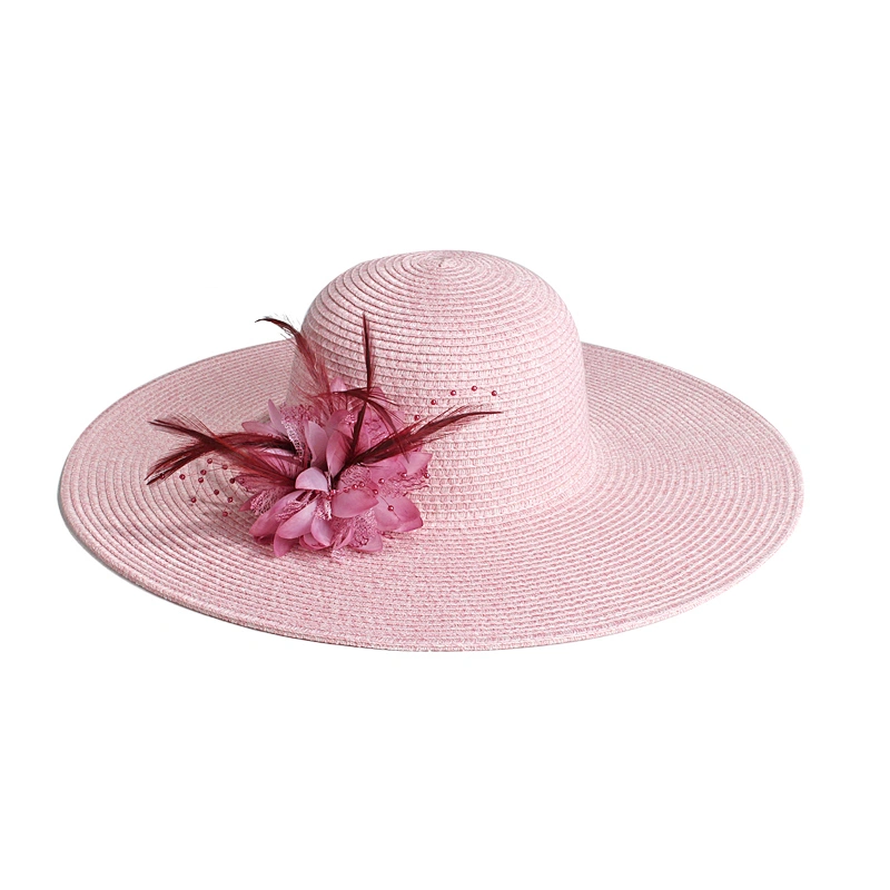 Good Quality UV Protection Washable and Foldable UV Sunscreen One Removable Flower Pin Decoration Summer Beach Straw Hat