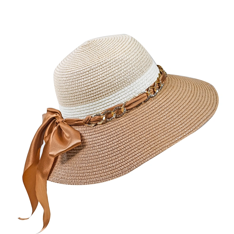 White and nature Summer 100%paper straw hats for women