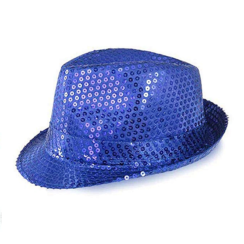 Wholesales Bulk Men and Women Colorful Dance Party  Sequins Fedora Hats