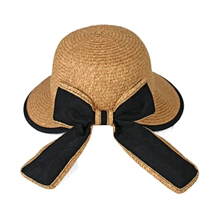 Summer Wholesale Wide Brimmed Ladies Paper Made Sun Hat with Big Bowknot