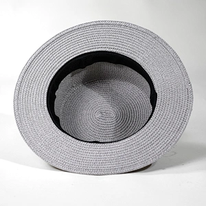2019  High Quality Fashion Grey Summer Uv Protectionr Straw Boater Hat