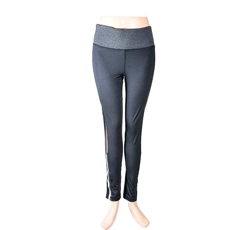 Popular 100%polyester Grey melange yoga mesh legging