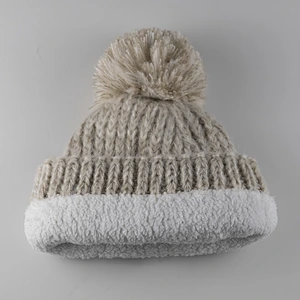 2020 Fashion winter hat fake fur  pom pom knitted custom Beanie