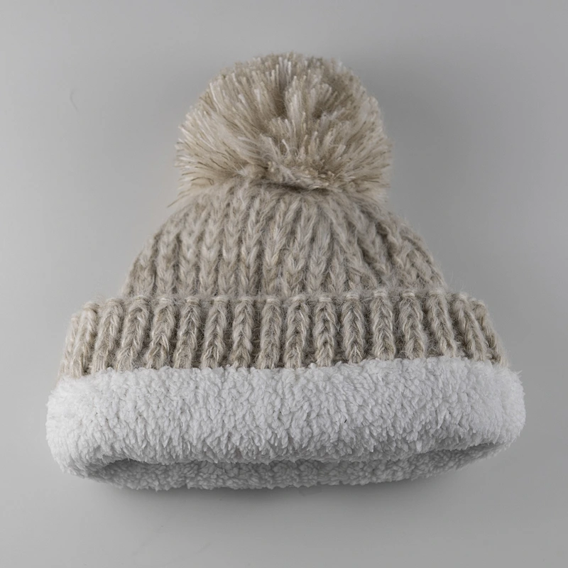 2020 Fashion winter hat fake fur  pom pom knitted custom Beanie