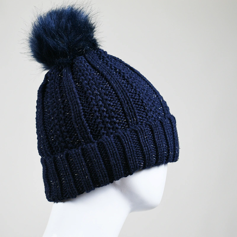 2020 Fashion women 's Wholesale winter custom knitted w fake fur  pom pom beanie hat
