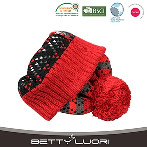 Girls winter knitted red hat and gloves sets