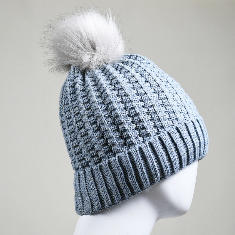 2020 Winter fashion acrylic w lurex kids knitted beanie hat