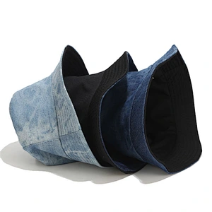 Ladies Fashion Custom Design Cheap 100% Polyester Jean Bucket Hat