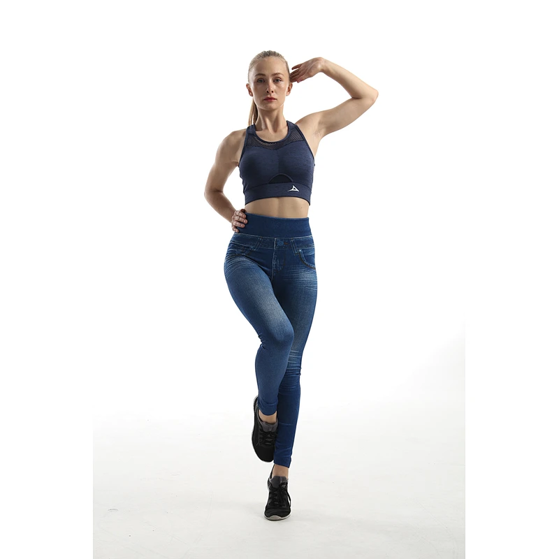 Women High Waist Seamless Leggings Cutout Ripped Denim Jeans Plus Size Ankle Yoga Pants