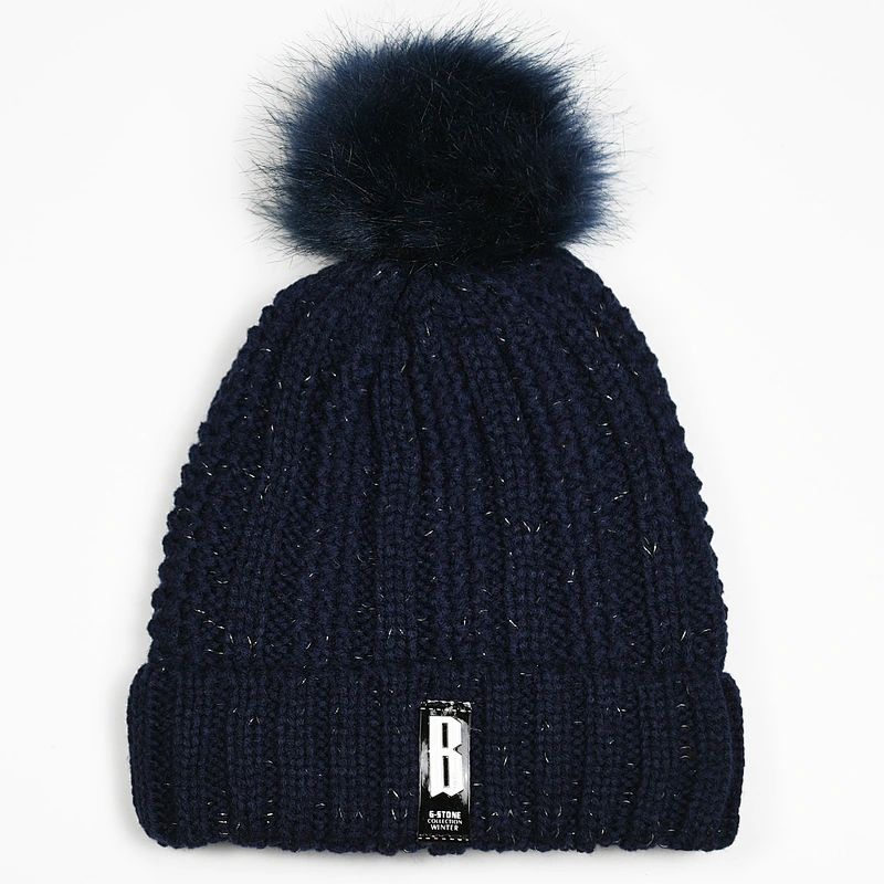 2020 Fashion women 's Wholesale winter custom knitted w fake fur  pom pom beanie hat