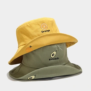 Ladies Fashion Custom Design Cheap 100% Polyester W embroided fruit Bucket Hat