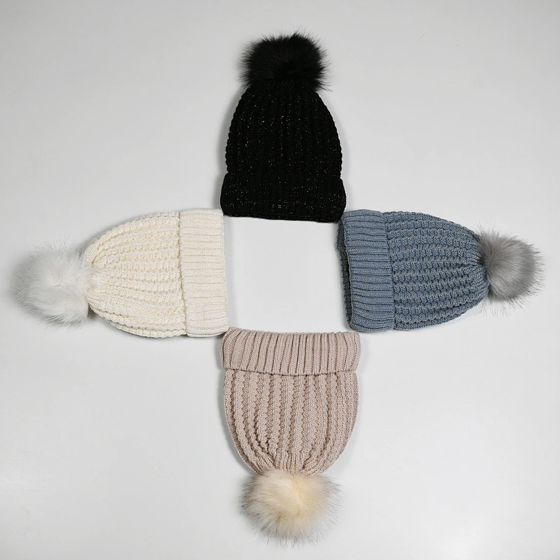 2020 Winter fashion acrylic w lurex kids knitted beanie hat