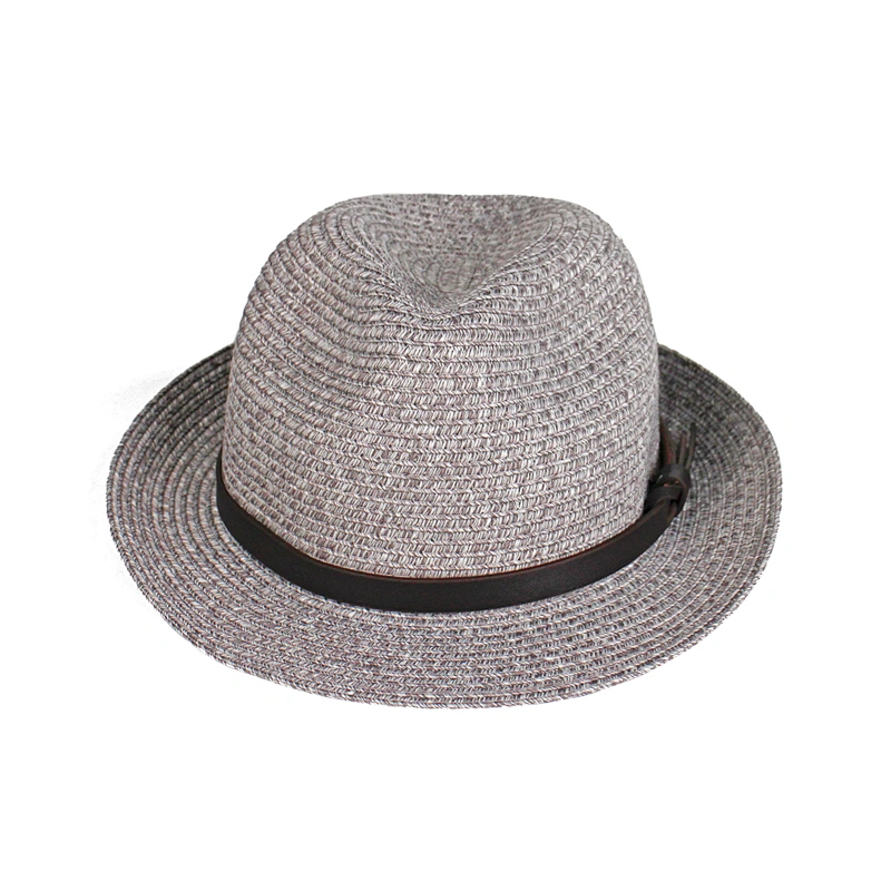 Wholesale Washable and Foldable Anti UV Straw Summer Hat Fedora with Leather Band
