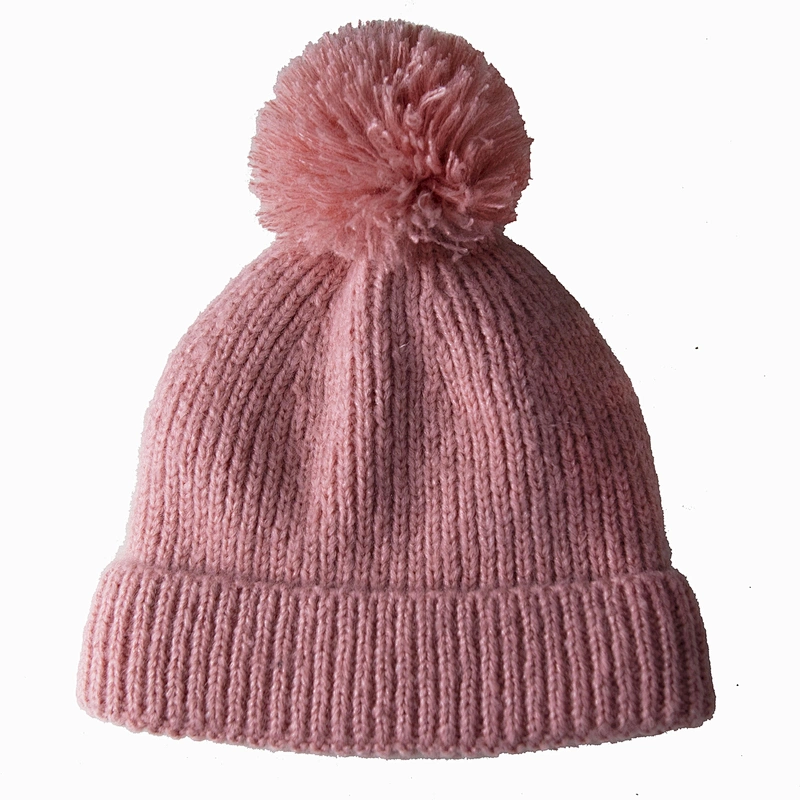 Women 's Wholesale winter custom knitted w pom pom beanie hat
