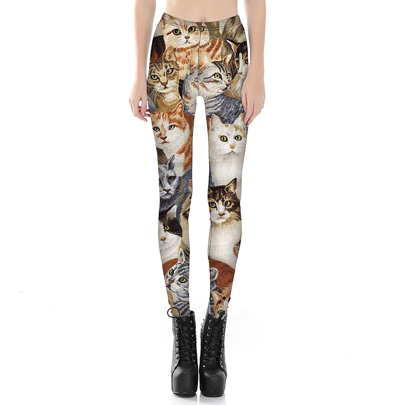 Women's Digital Print Stretchy Ankle Leggings Tights
